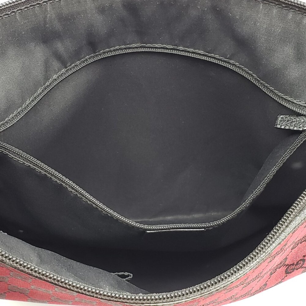 Authentic Gucci GG Canvas Crossbody Red/Black Monogram Leather Trim Shoulder Bag - Picture 14 of 16